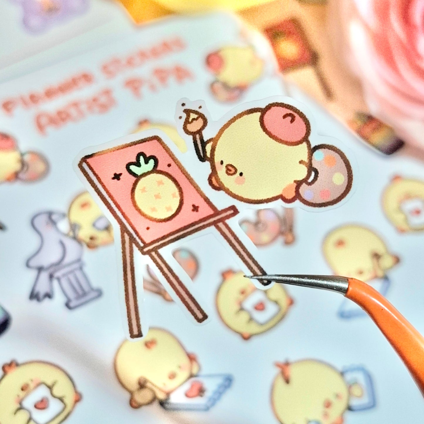 Artist Pipa 🎨 Planner Sticker Sheet - cute kawaii duck, chick, bird stickers