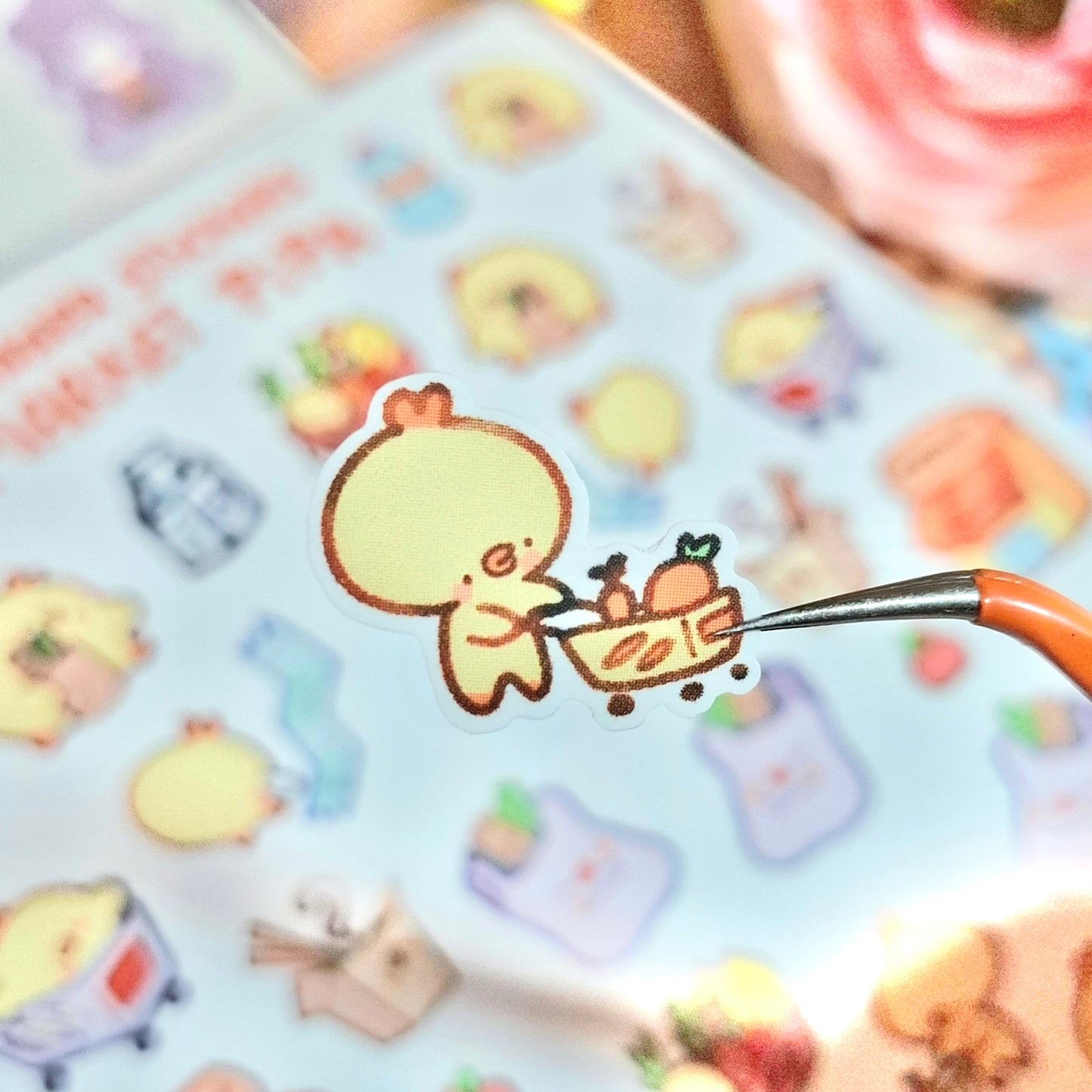 Supermarket Pipa 🛒Planner Sticker Sheet - cute kawaii duck, chick, bird stickers