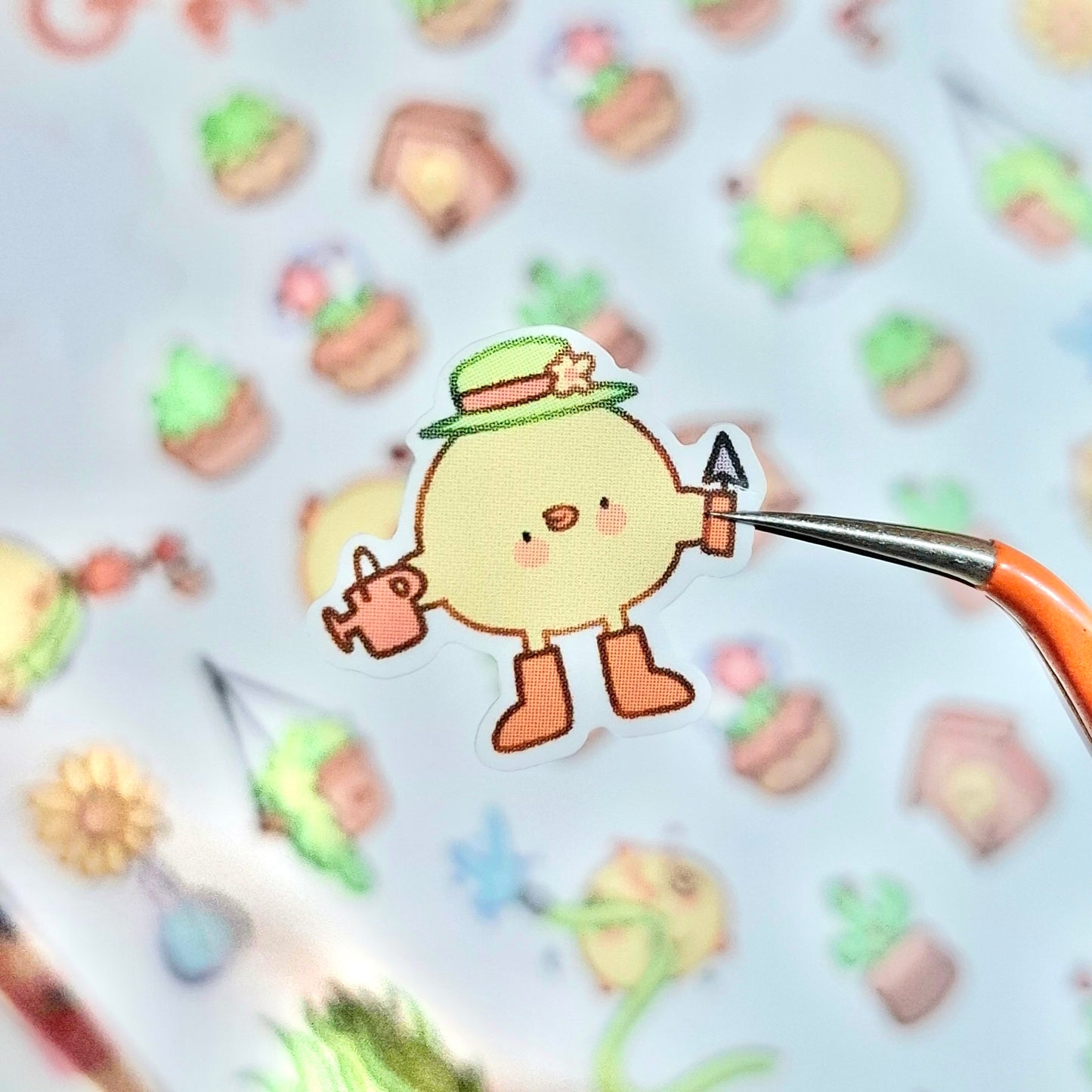 Gardener Pipa 🌱 Planner Sticker Sheet - cute kawaii duck, chick, bird stickers