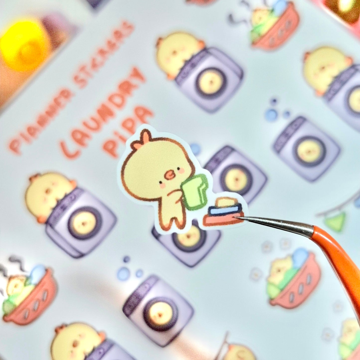 Laundry Pipa👕 Planner Sticker Sheet - cute kawaii duck, chick, bird stickers