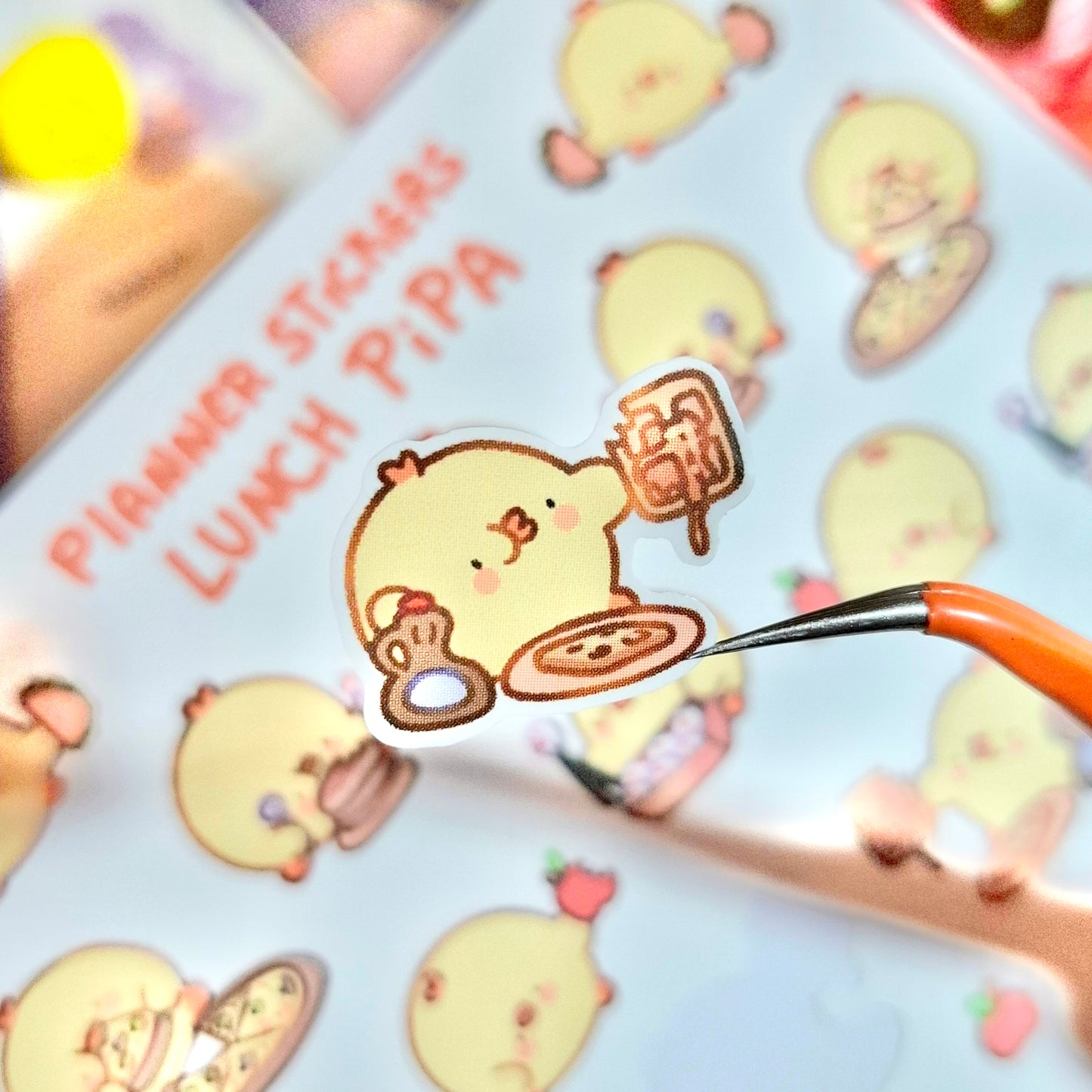 Lunch Pipa 🍎 Planner Sticker Sheet - cute kawaii duck, chick, bird stickers