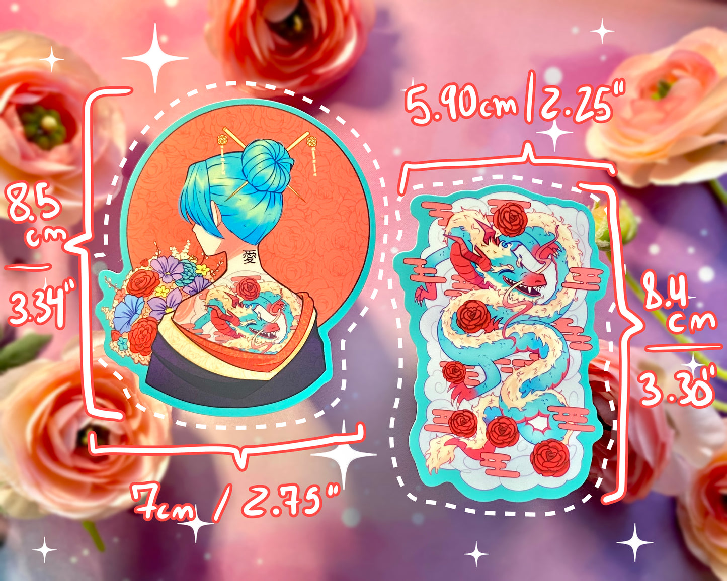 Girl and Dragon Stickers Duo