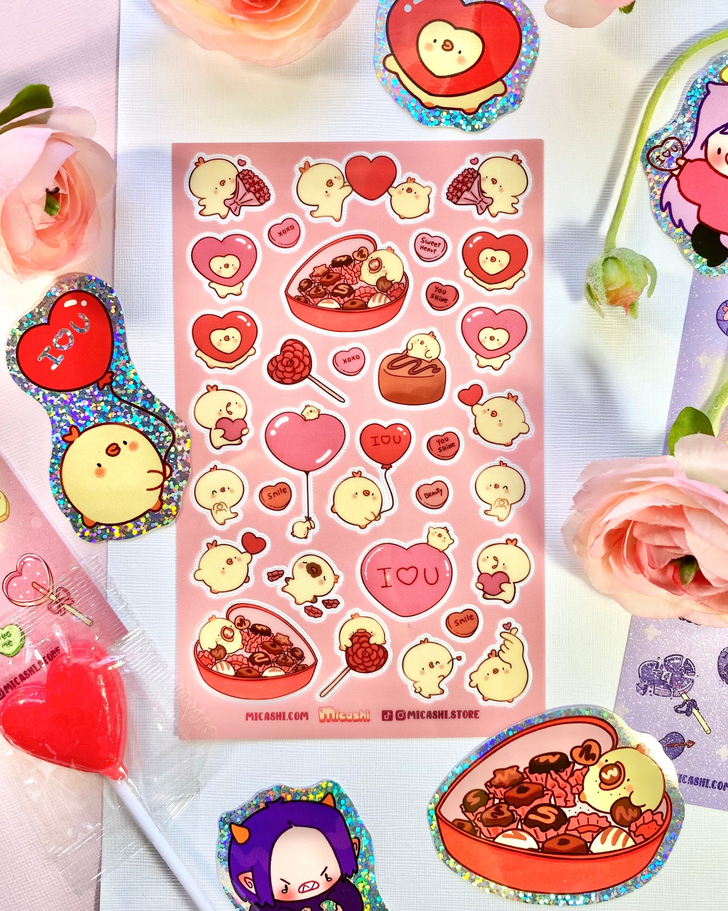 Pipa Love! 💗 - Valentine's day Cute sticker sheets! - chick duck bird stickers