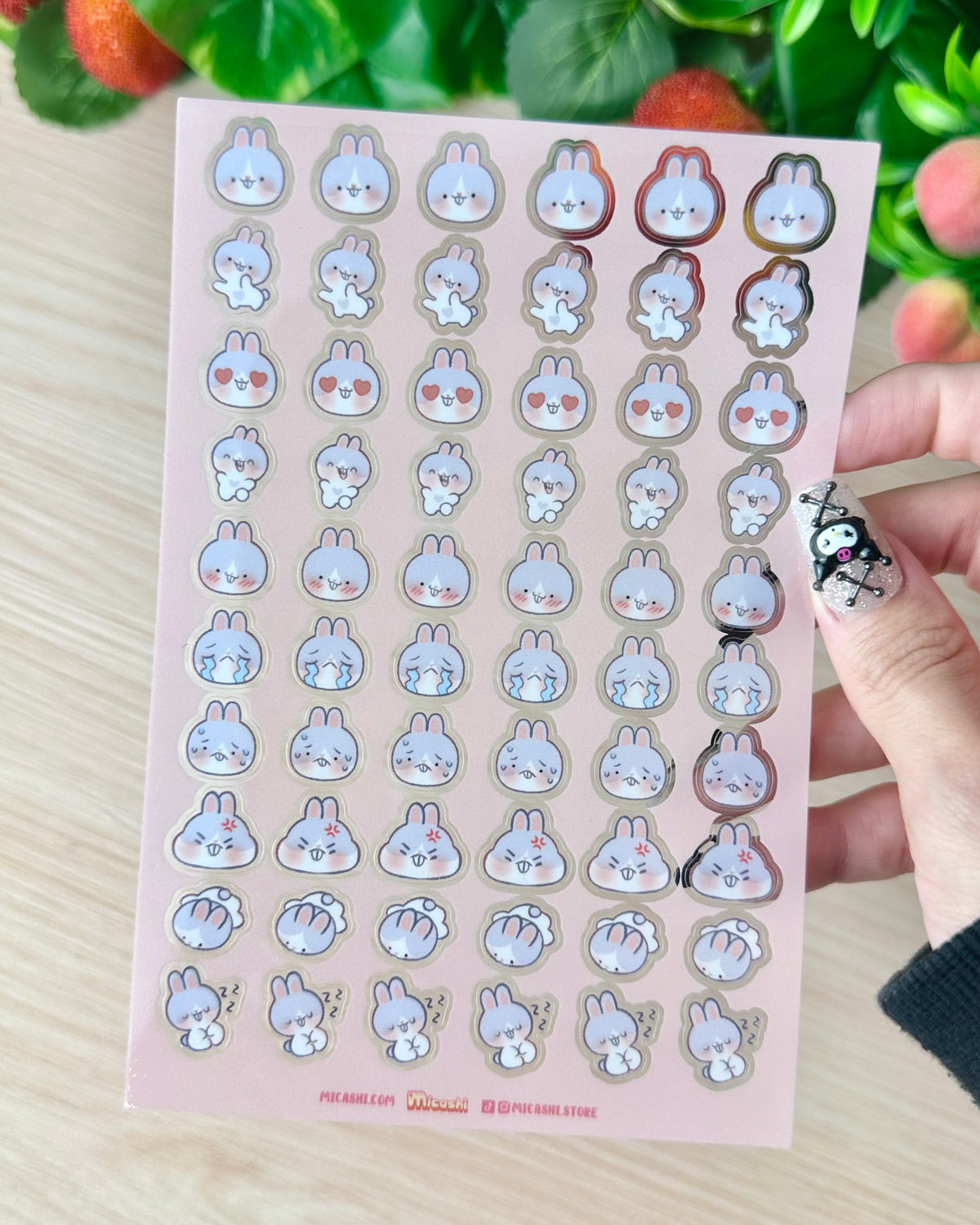 Bunny Pipin Clear vinyl Sticker sheet! - cute kawaii stickers