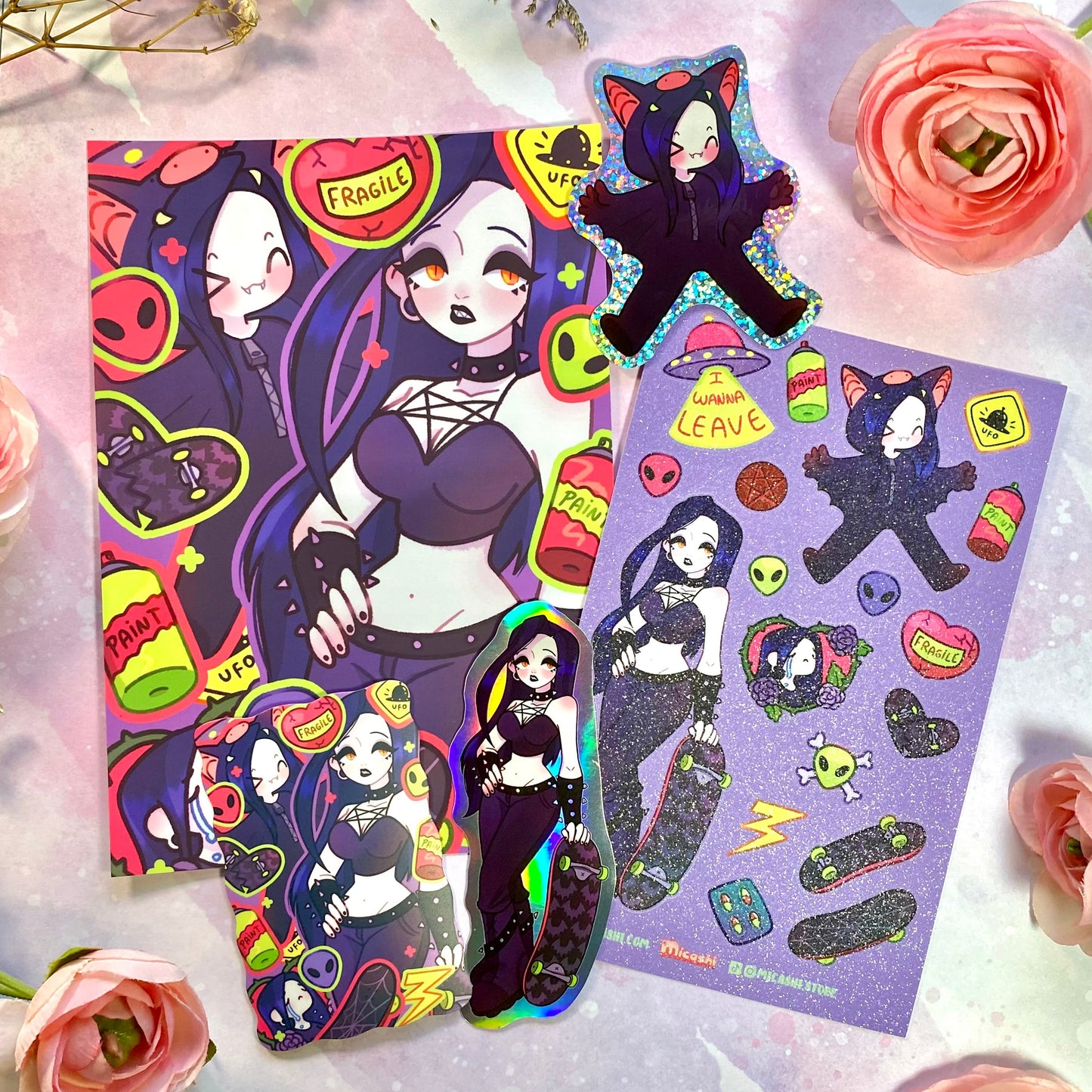 Goth Skatecore Art Print 👽 Micaela