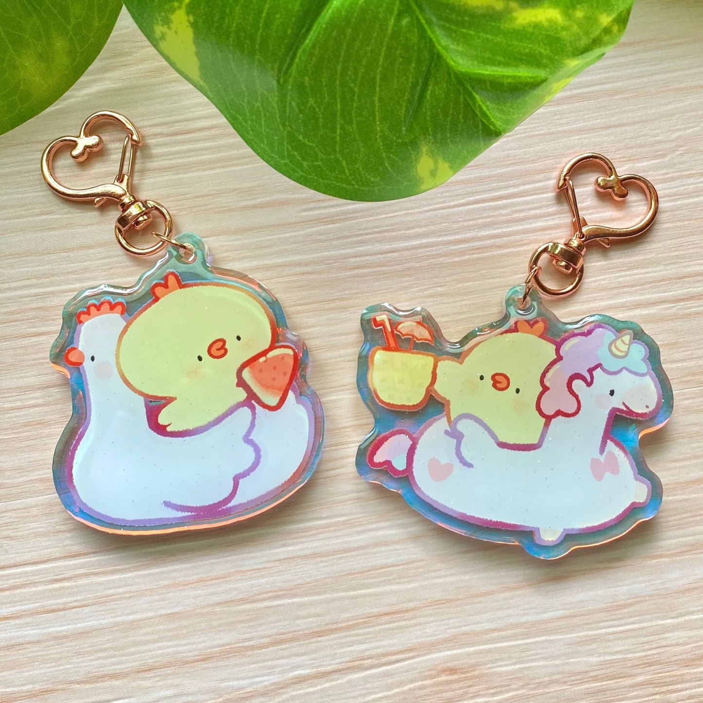 Beach Fruit Pipas Keychains! - Acrylic epoxy Cute chick charms