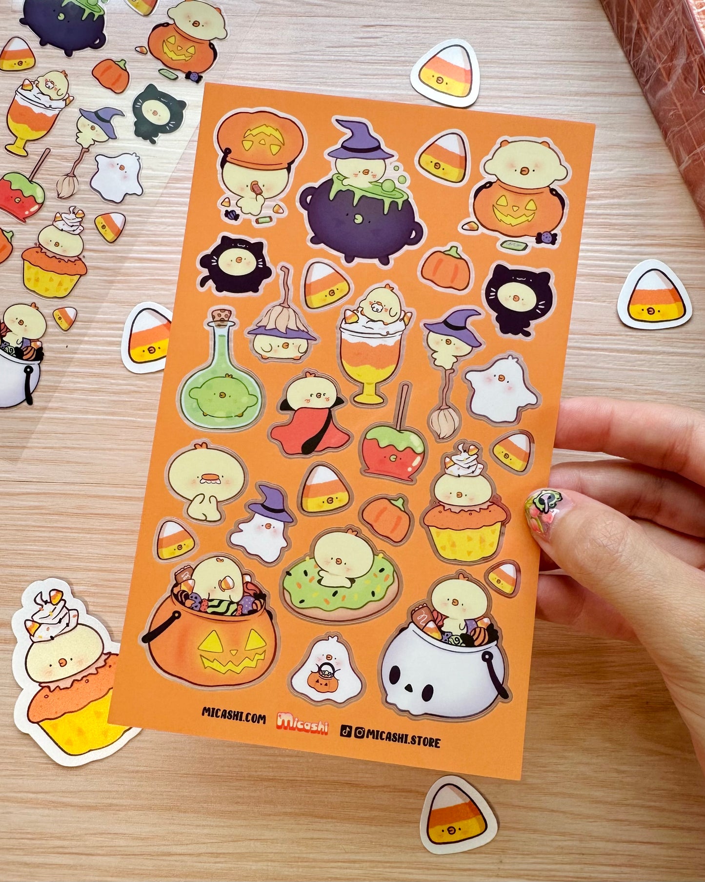 Spooky Pipa Clear vinyl Sticker sheet! - Halloween cute kawaii stickers