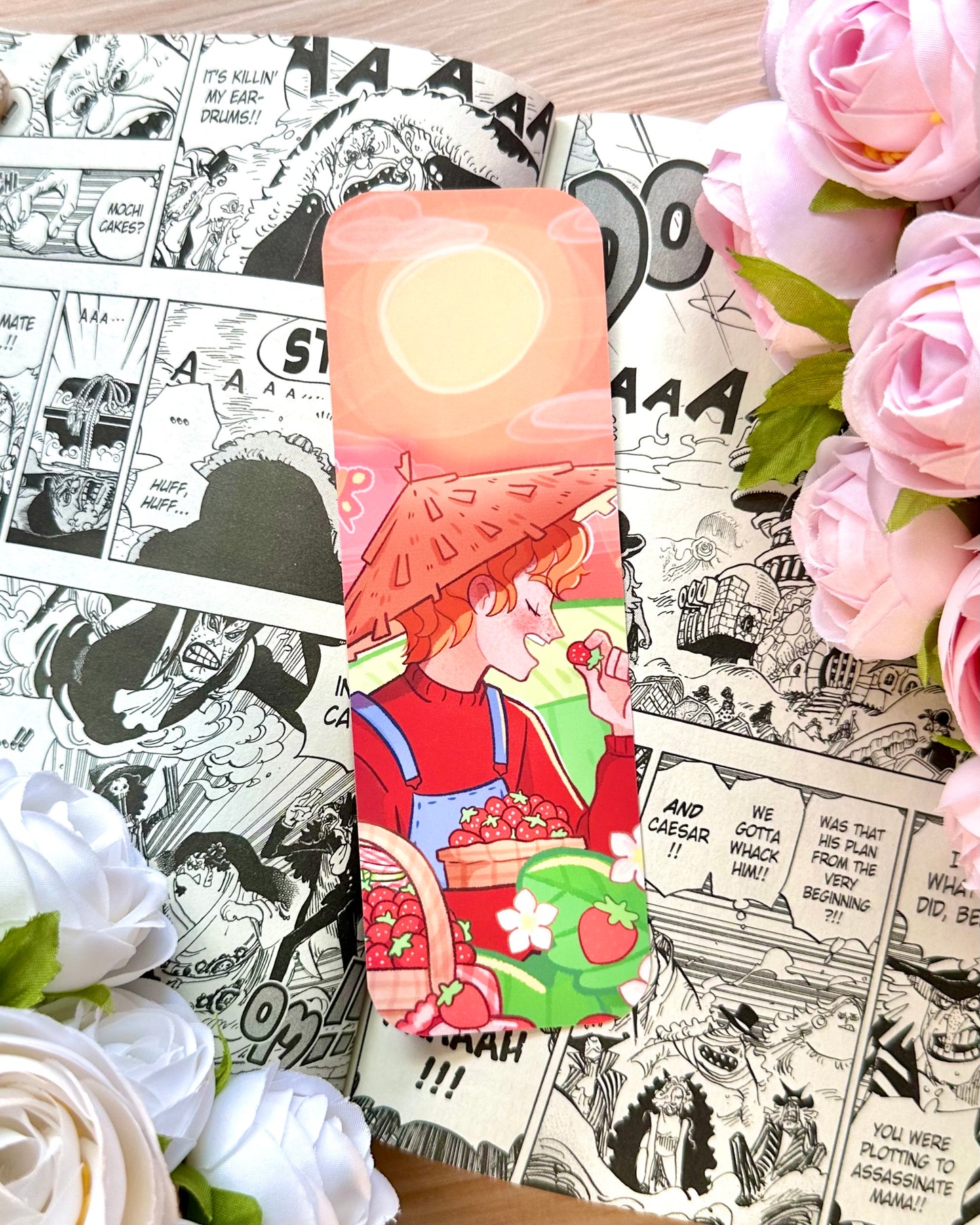 Strawberry Fruit Bookmark - Double Sided - Matte Laminated - Remaster