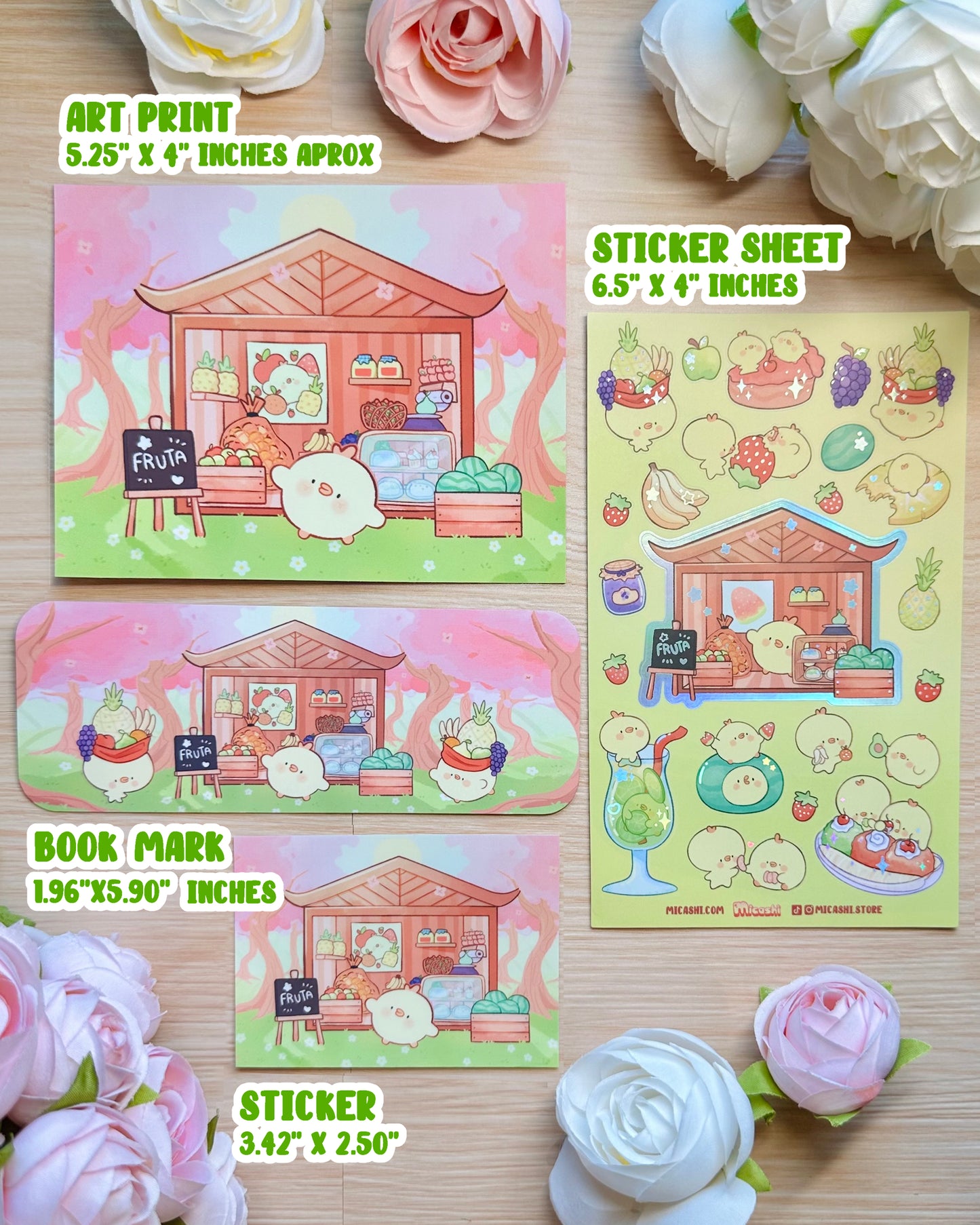 Pipa Fruit Shop Mini Art Print - 5.25" x 4" inches