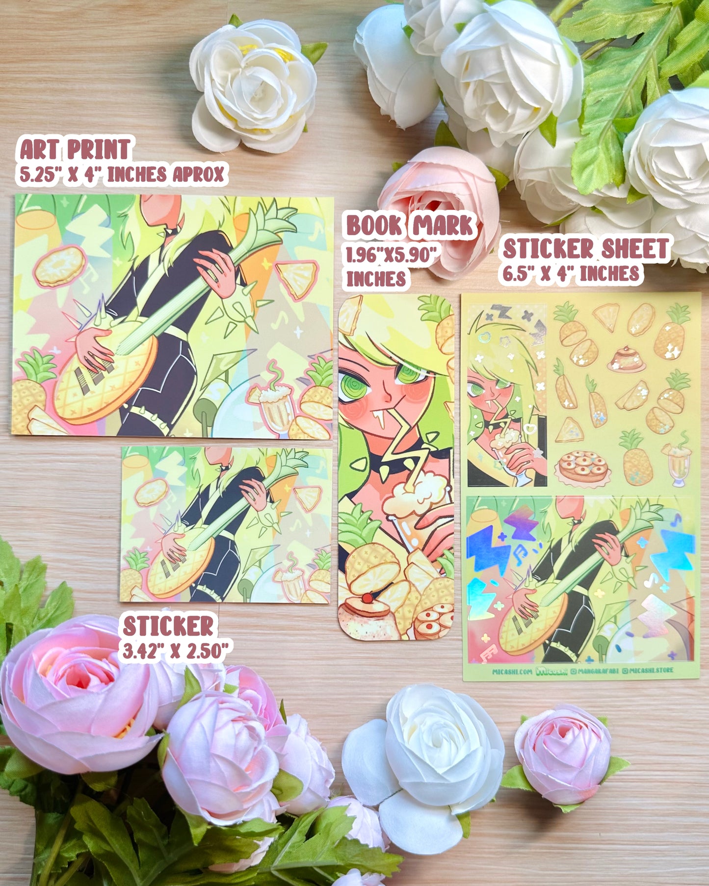 Pineapple Fruit Mini Art Print - 5.25" x 4" inches - Remaster