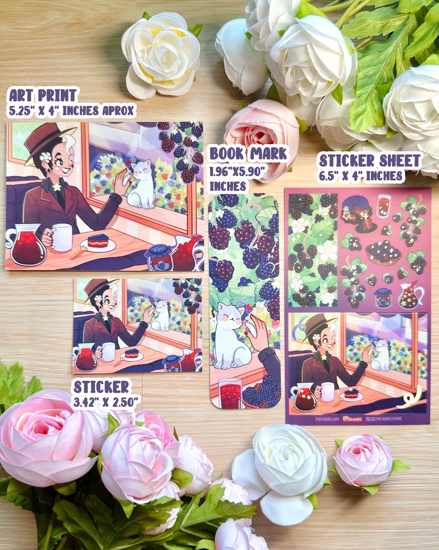 Blackberry Fruit Mini Art Print - 5.25" x 4" inches