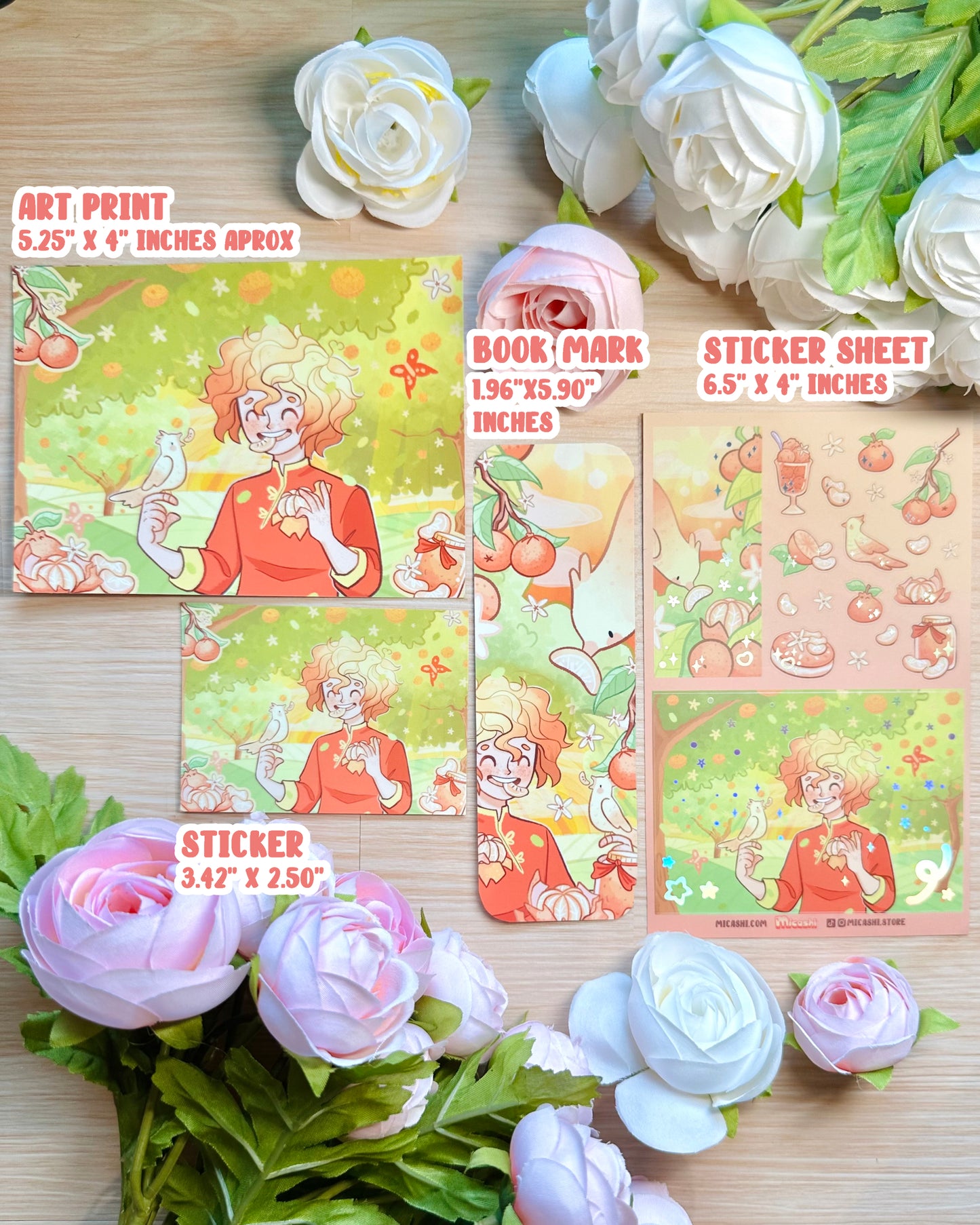 Tangerine Fruit Mini Art Print - 5.25" x 4" inches - Remaster