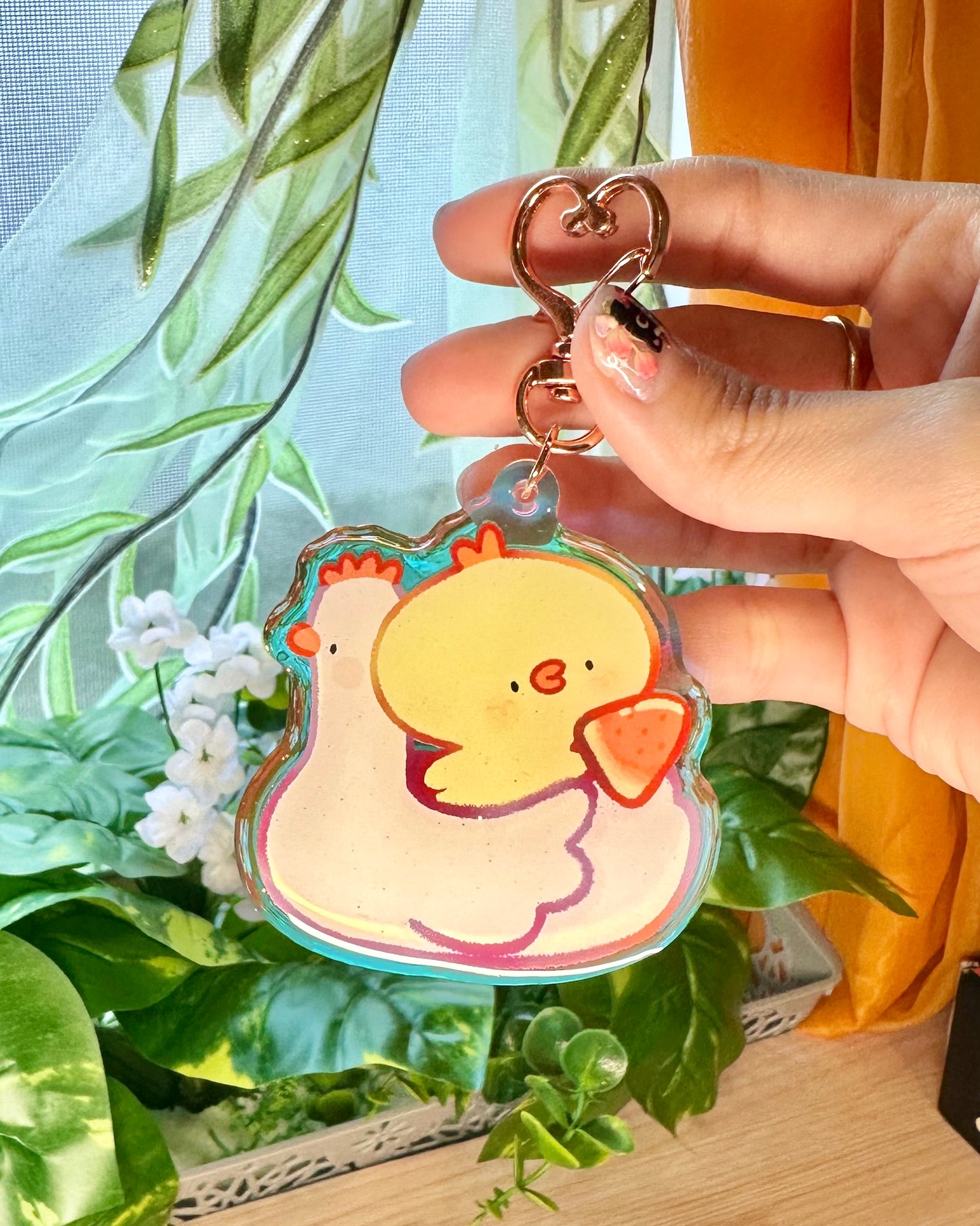 Beach Fruit Pipas Keychains! - Acrylic epoxy Cute chick charms