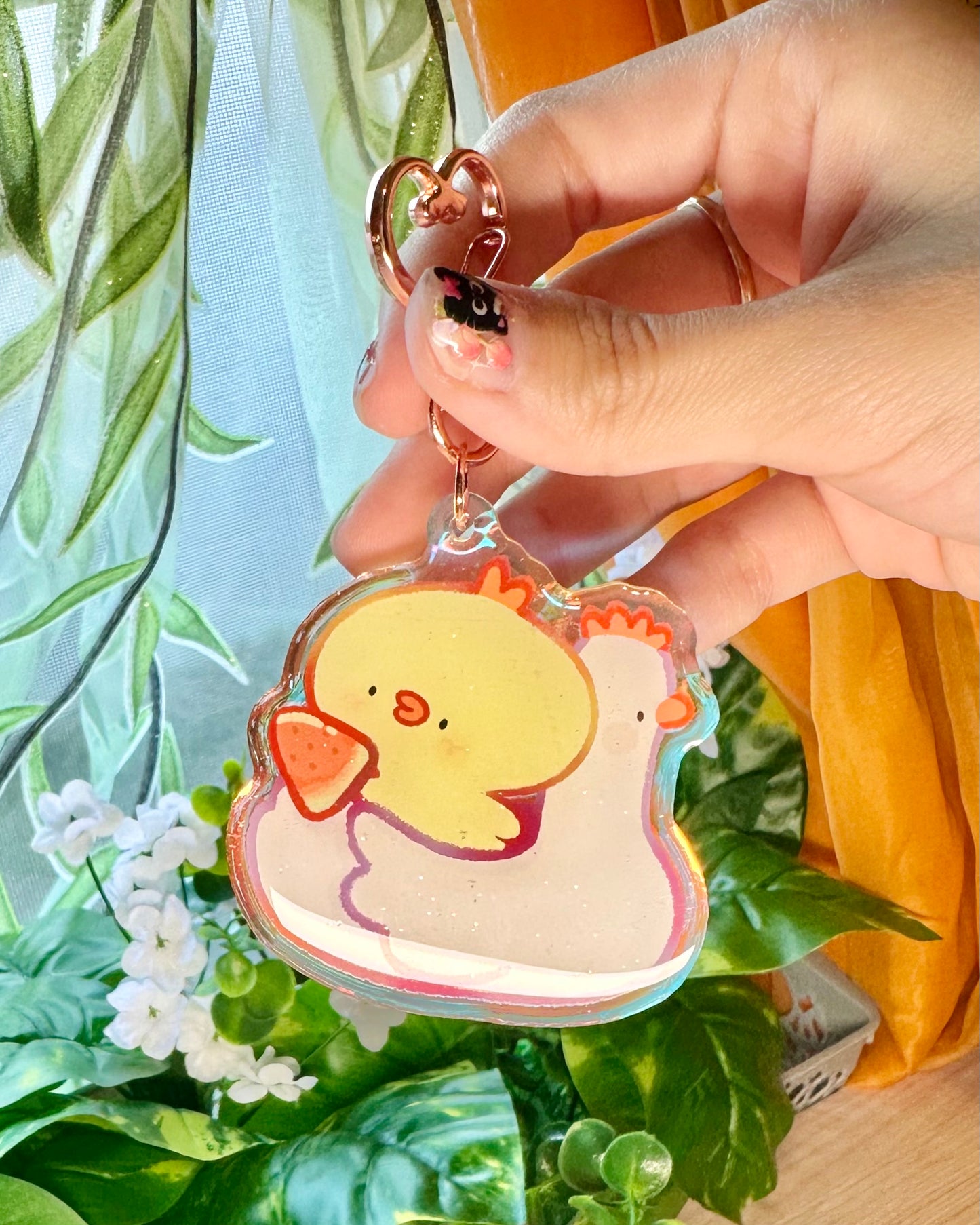 Beach Fruit Pipas Keychains! - Acrylic epoxy Cute chick charms
