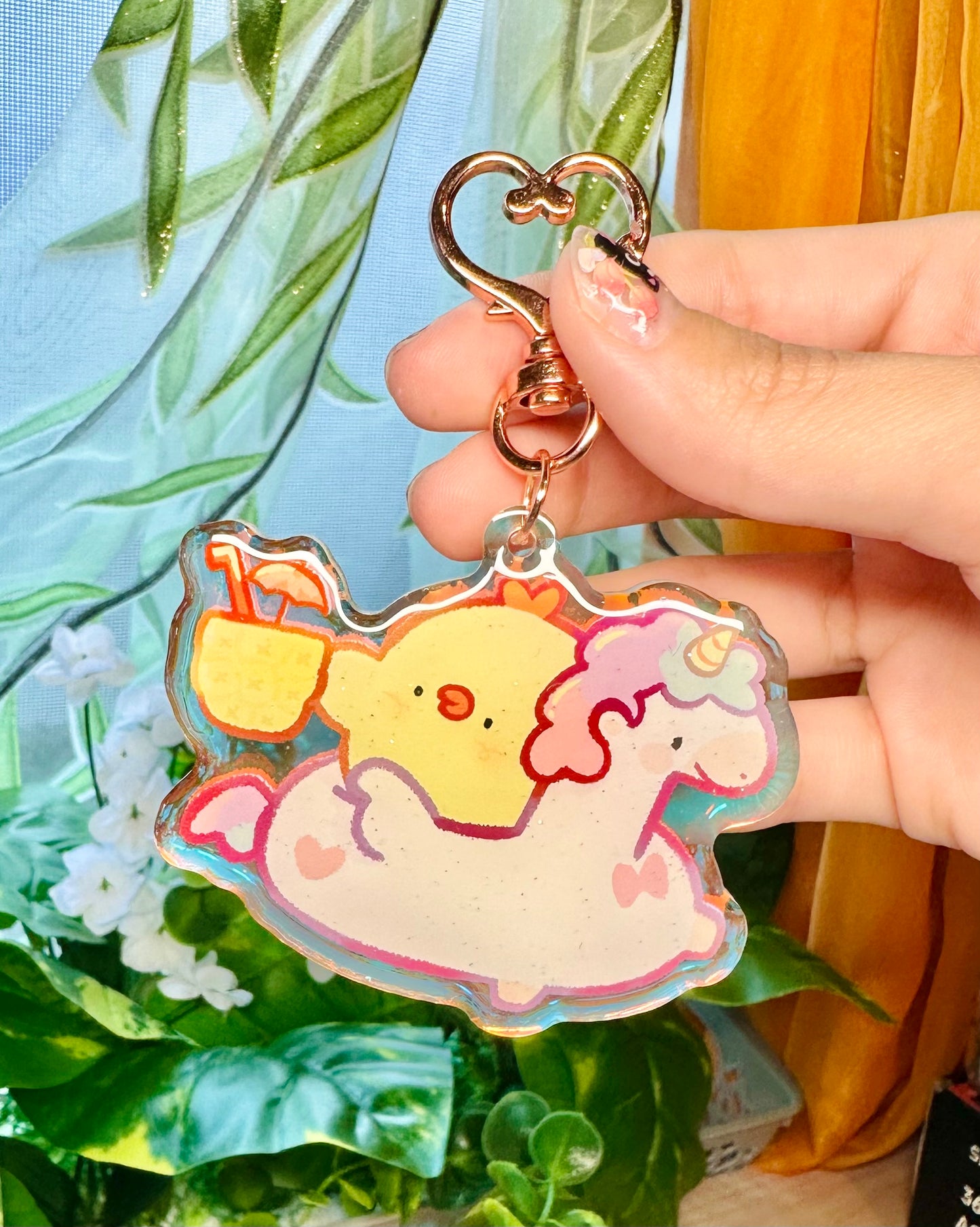 Beach Fruit Pipas Keychains! - Acrylic epoxy Cute chick charms