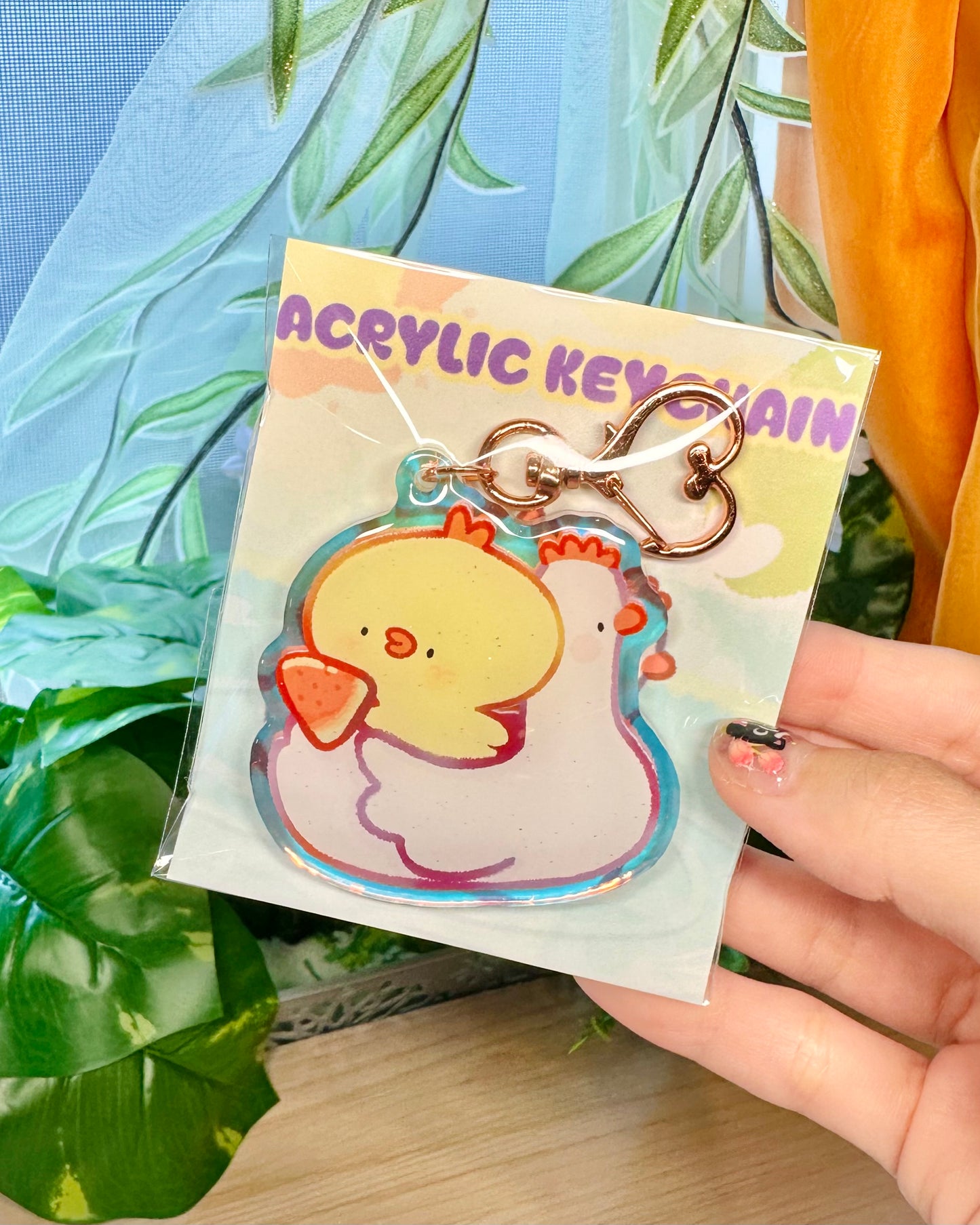 Beach Fruit Pipas Keychains! - Acrylic epoxy Cute chick charms