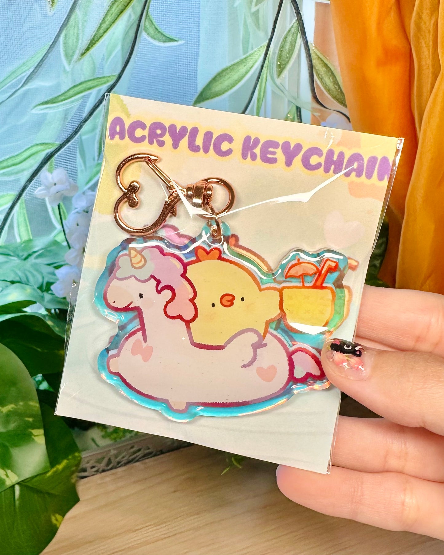 Beach Fruit Pipas Keychains! - Acrylic epoxy Cute chick charms