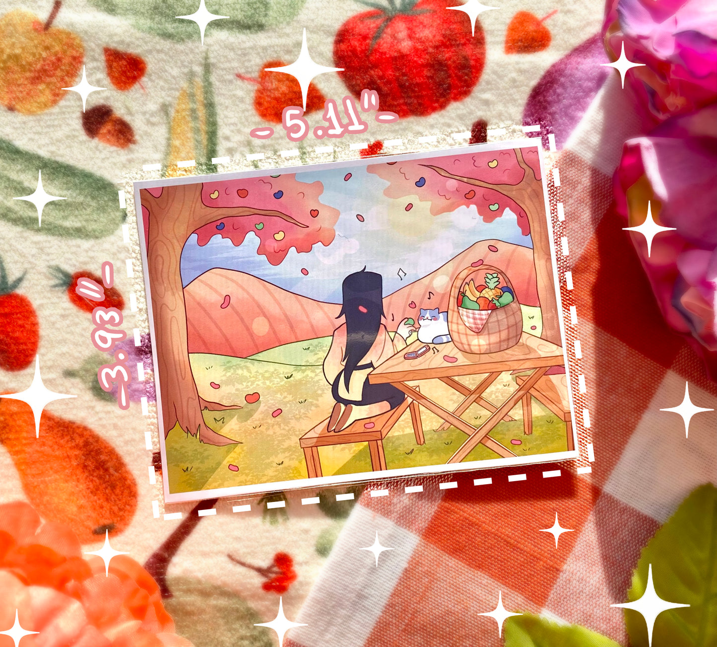 Fruits Picnic Mini ArtPrint - 5.11" x 3.93" inches