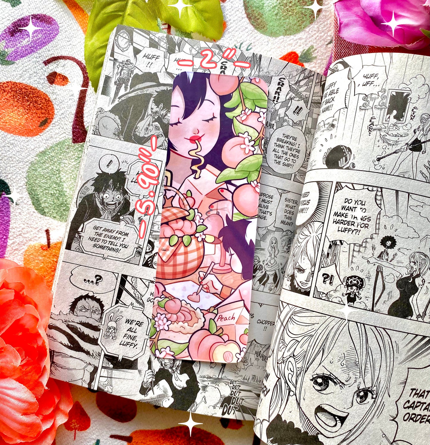 Peach Fruit Bookmark - Double Sided - Laminated