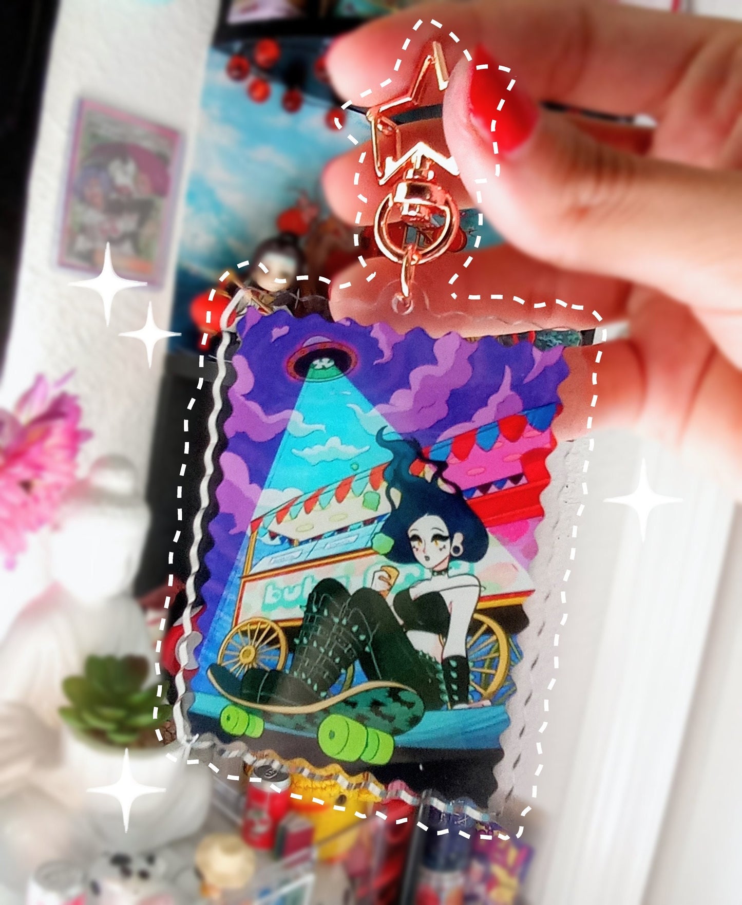 Skater Gothic Girl Acrylic Charm 3" Double sided