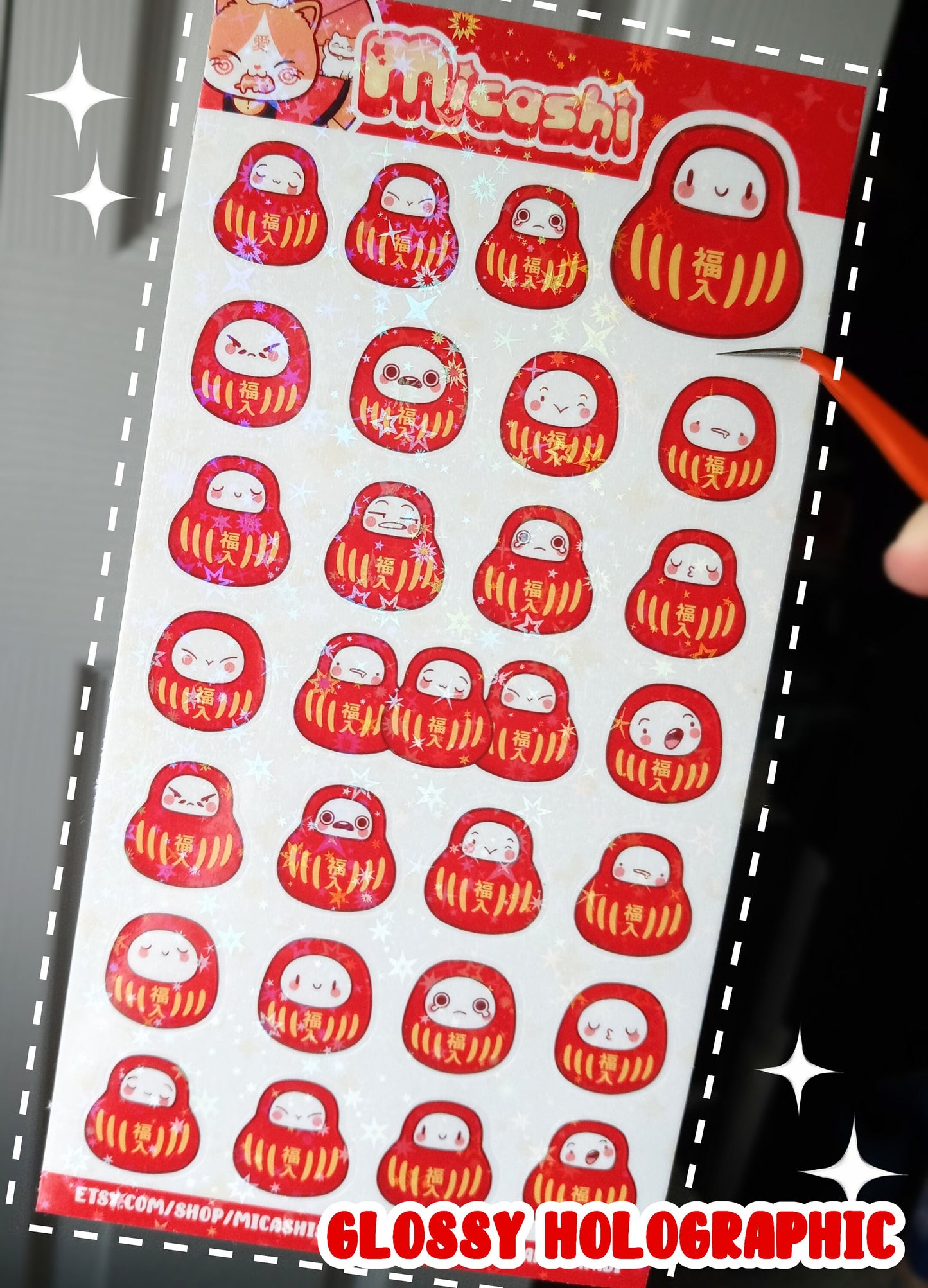 Cute Japanese Daruma sticker sheet