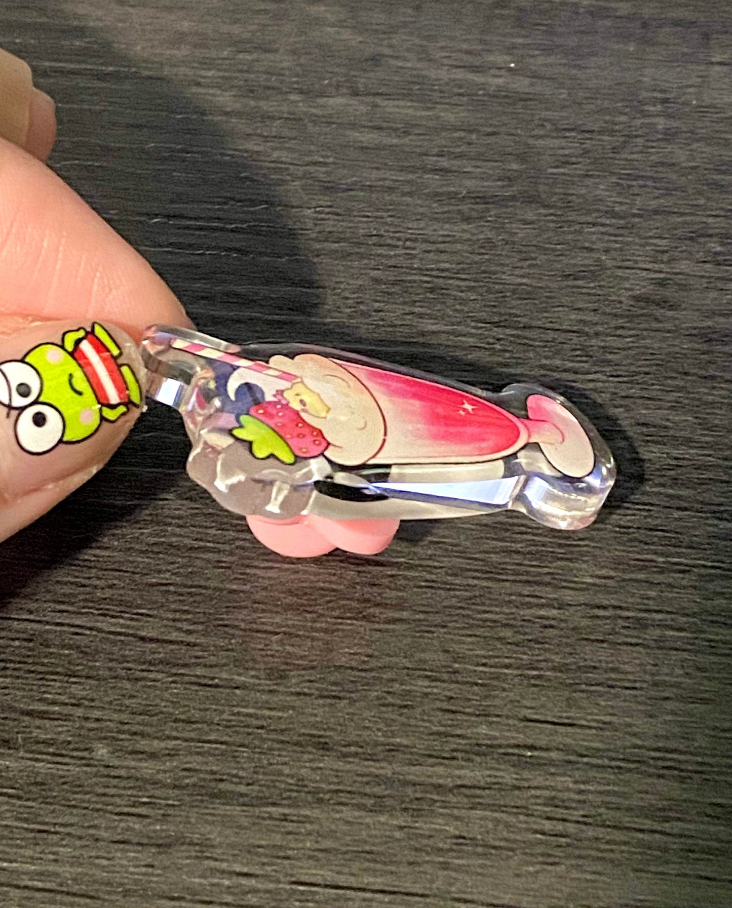 Cute chick Strawberry Smoothie Acrylic Pin