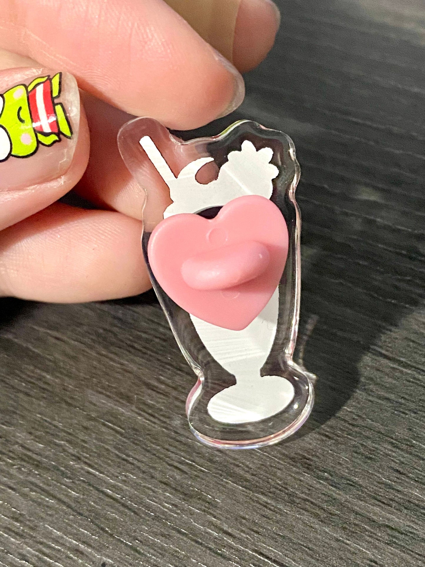 Cute chick Strawberry Smoothie Acrylic Pin