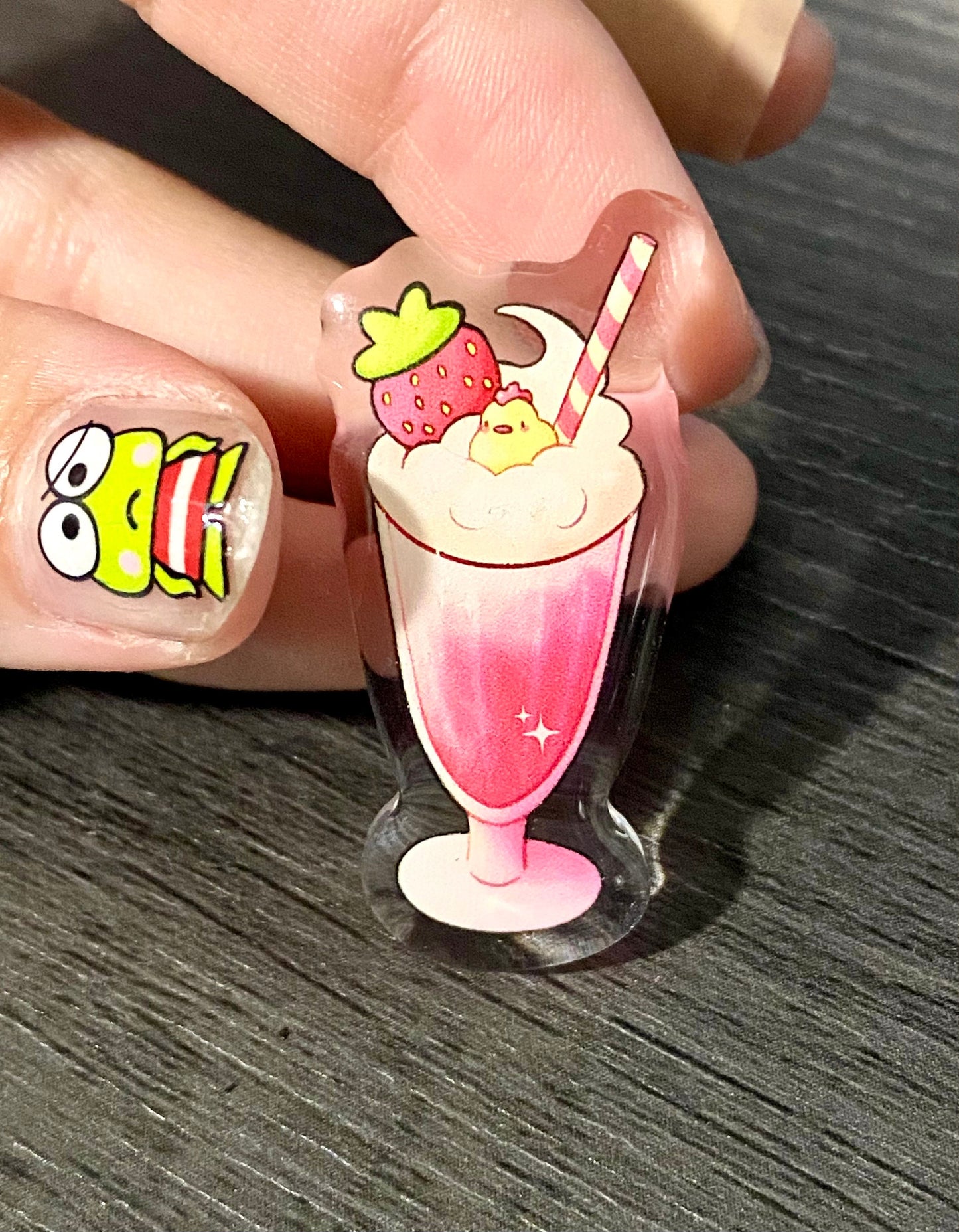 Cute chick Strawberry Smoothie Acrylic Pin