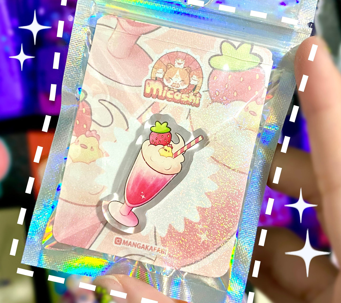 Cute chick Strawberry Smoothie Acrylic Pin