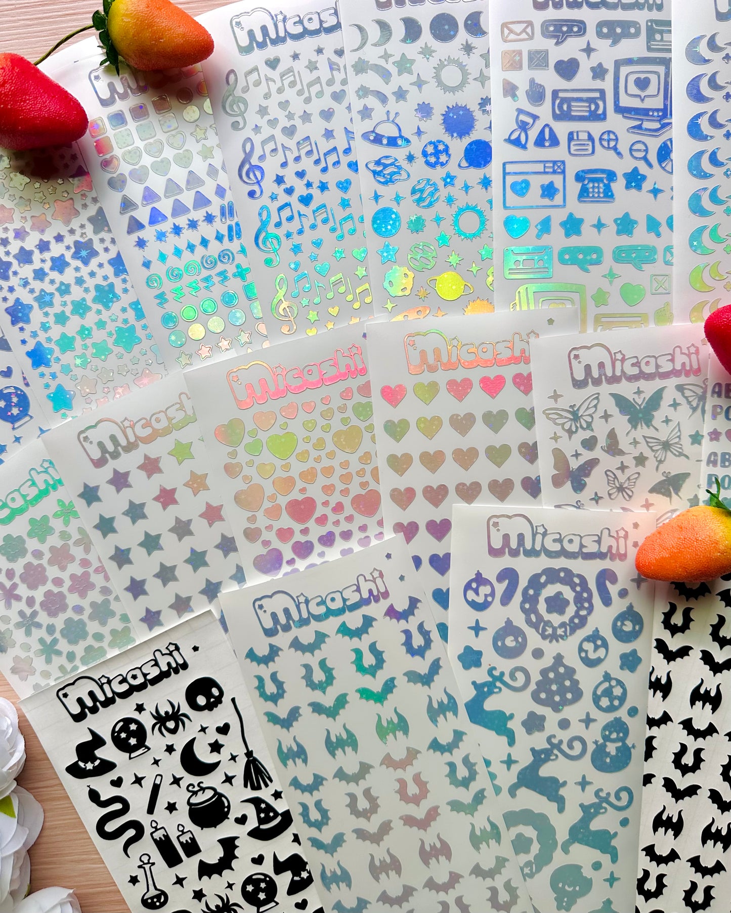 Deco Holographic Stickers Sheet (16 Styles options)