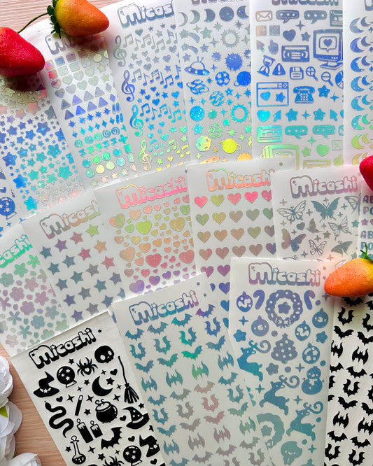 Deco Holographic Stickers Sheet (16 Styles options)