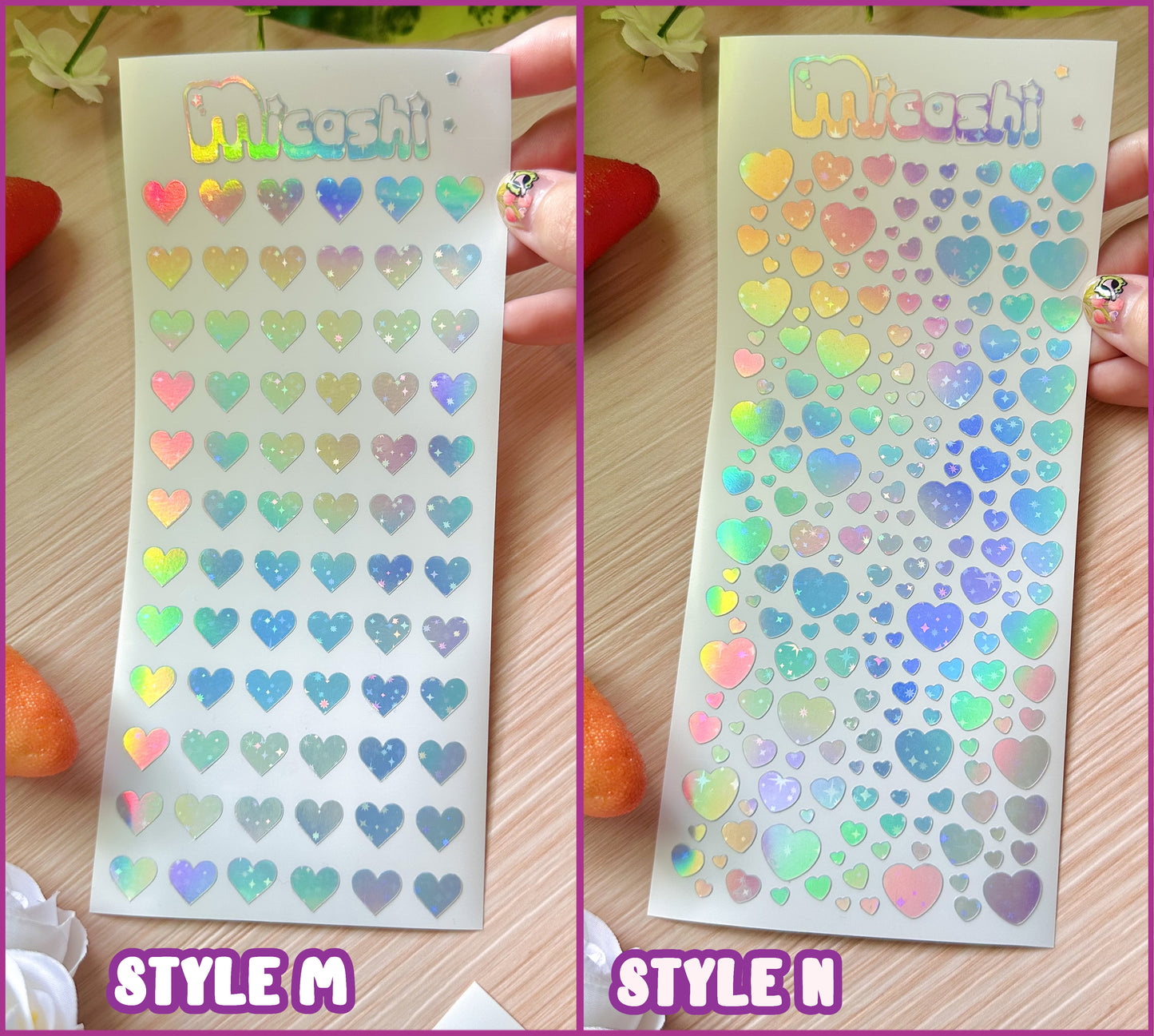 Deco Holographic Stickers Sheet (16 Styles options)