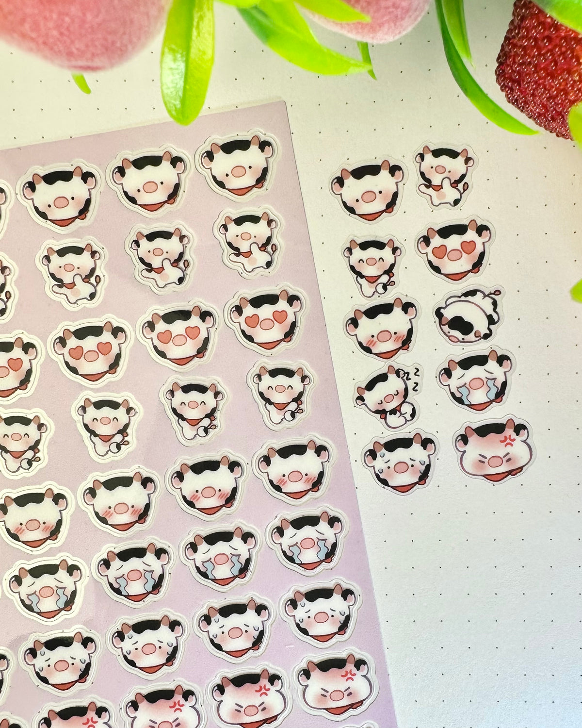 Cow Karen Emoji Clear vinyl Sticker sheet! - cute kawaii stickers