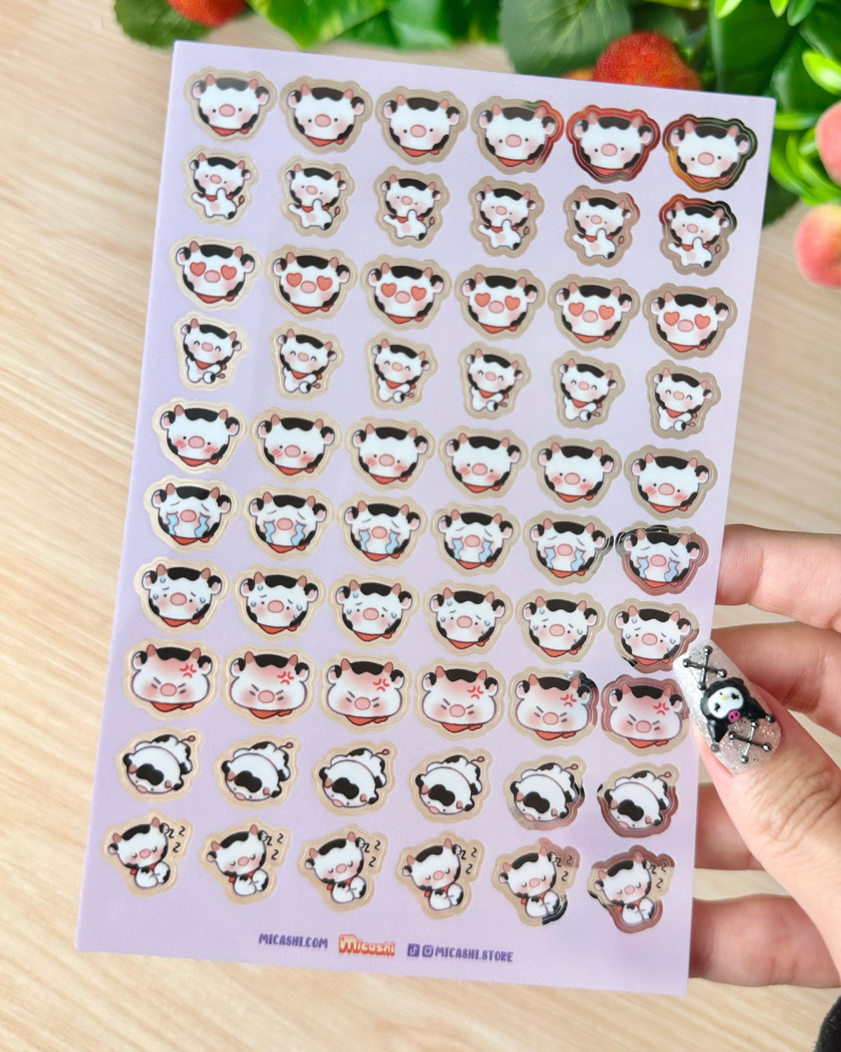 Cow Karen Emoji Clear vinyl Sticker sheet! - cute kawaii stickers