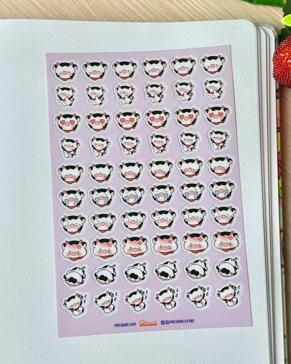 Cow Karen Emoji Clear vinyl Sticker sheet! - cute kawaii stickers