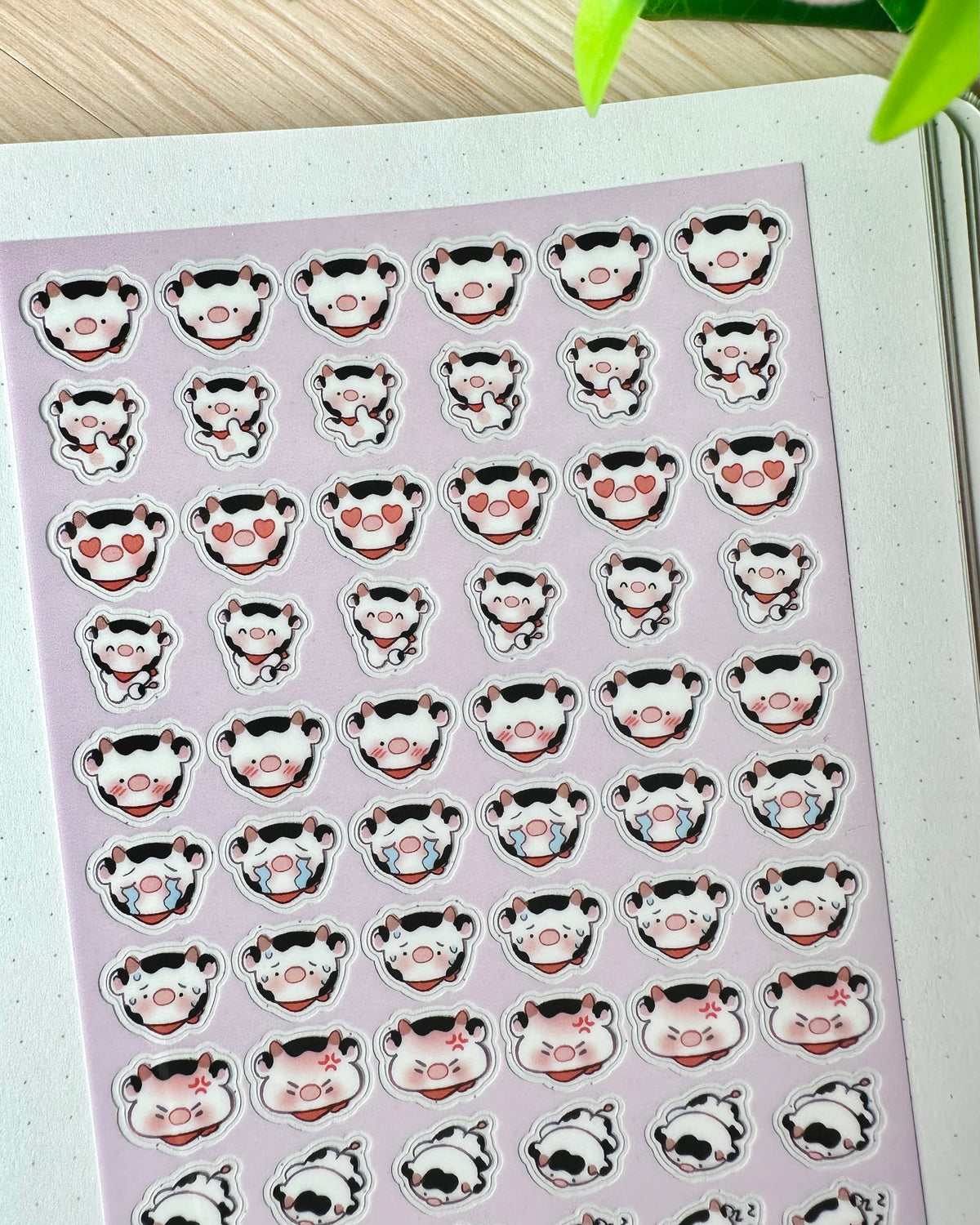 Cow Karen Emoji Clear vinyl Sticker sheet! - cute kawaii stickers