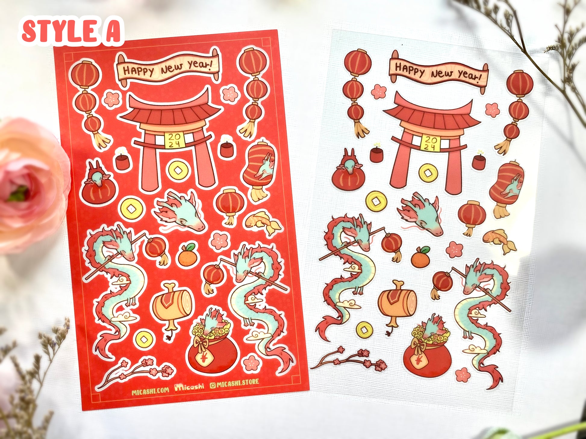 Cute Lunar New Year 2024 Sticker Sheets - Year of the dragon - Chinese new  year