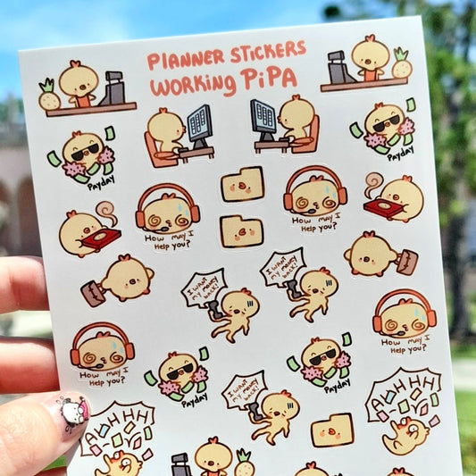 Working Pipa 💼 Planner Sticker Sheet