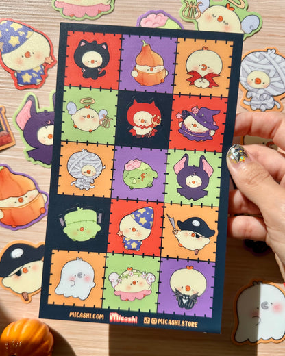 Spooky Pipas in costumes! 🎃Vinyl Sticker Sheet and Set!