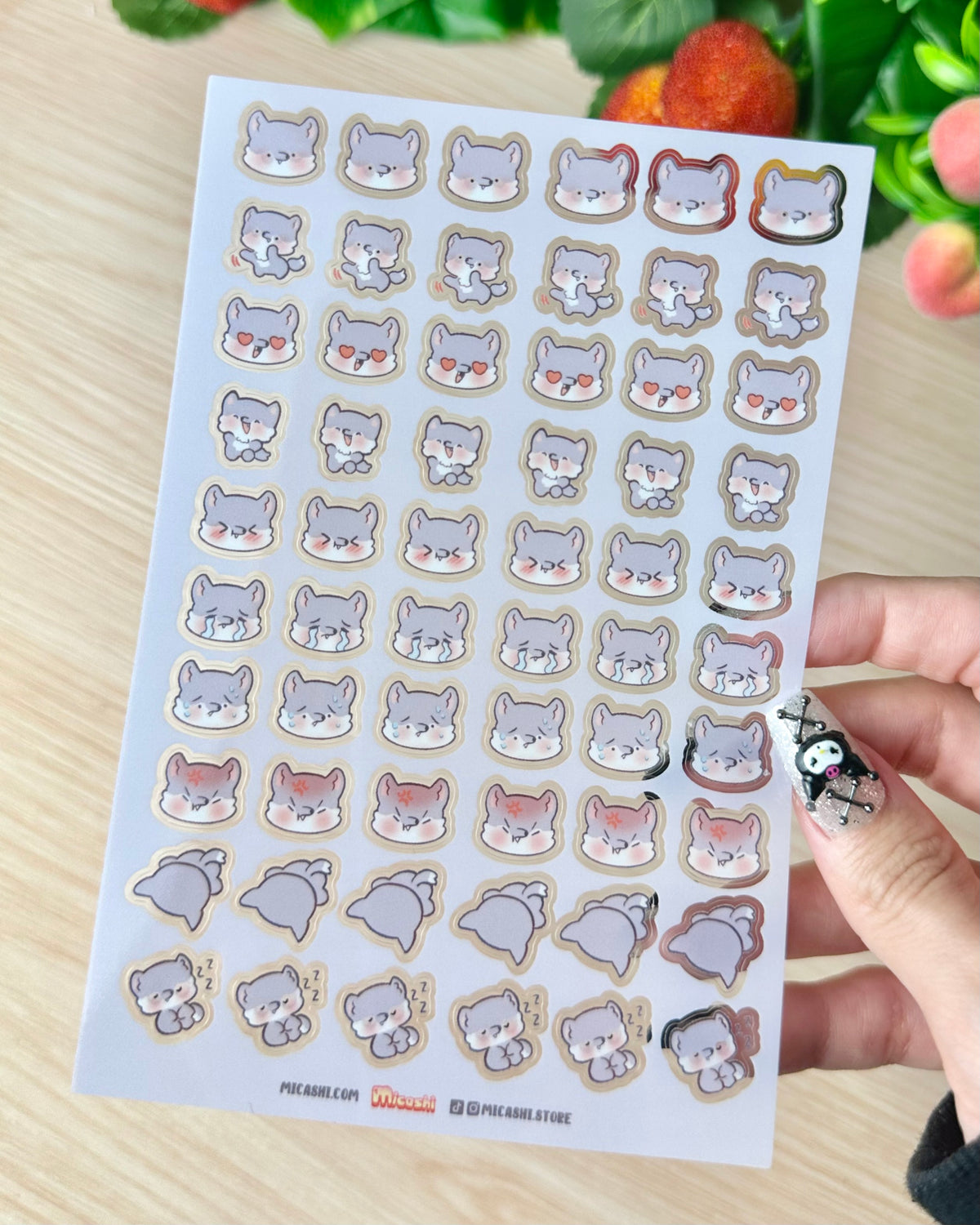 Wolf Leo Emoji Clear vinyl Sticker sheet! - cute kawaii stickers