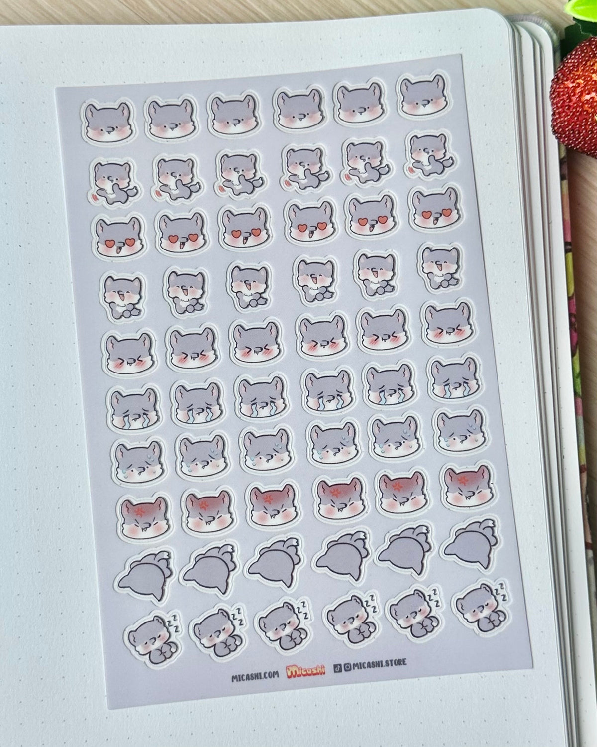 Wolf Leo Emoji Clear vinyl Sticker sheet! - cute kawaii stickers