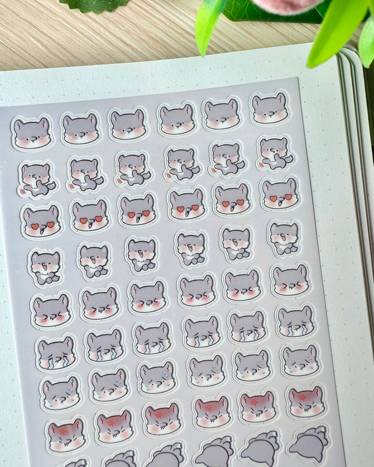 Wolf Leo Emoji Clear vinyl Sticker sheet! - cute kawaii stickers