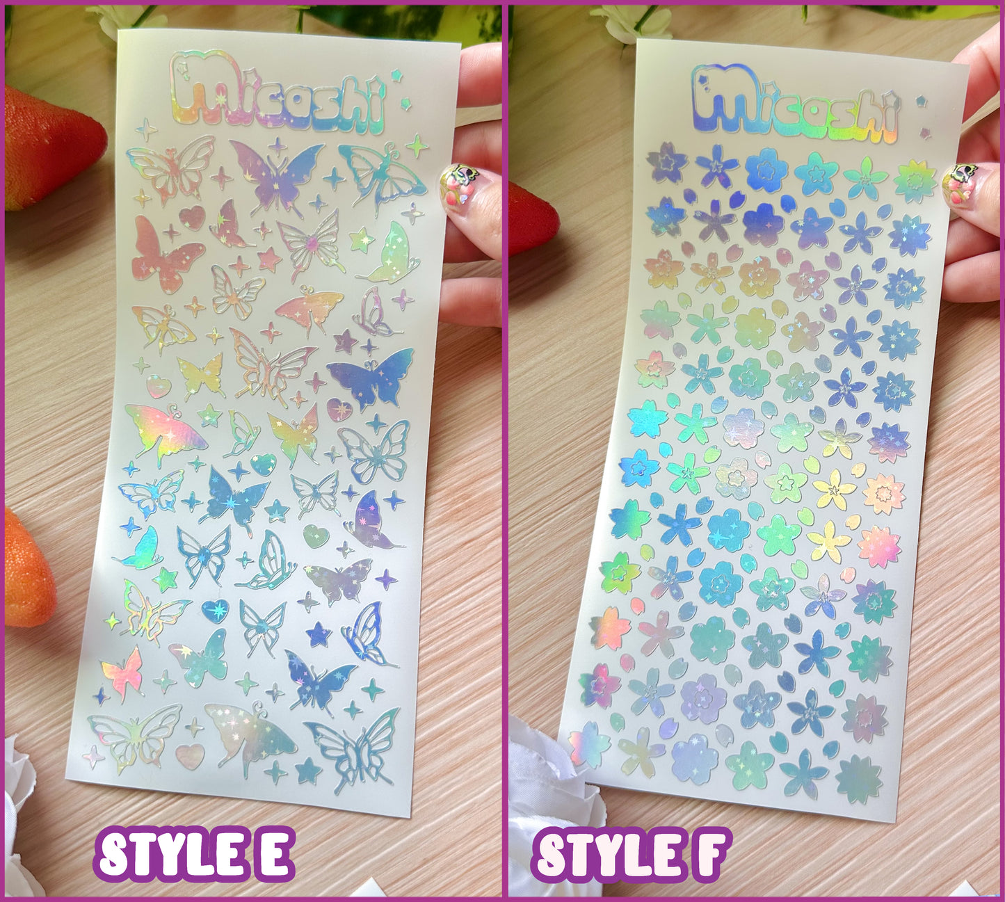 Deco Holographic Stickers Sheet (16 Styles options)