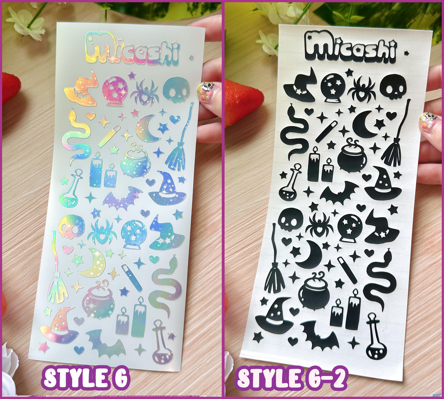 Deco Holographic Stickers Sheet (16 Styles options)