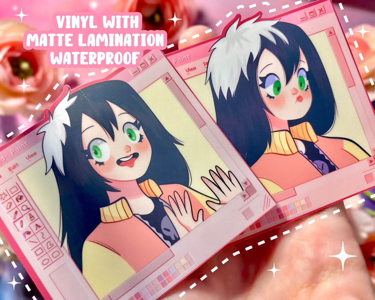 Cute computer girl Stickers Duo!