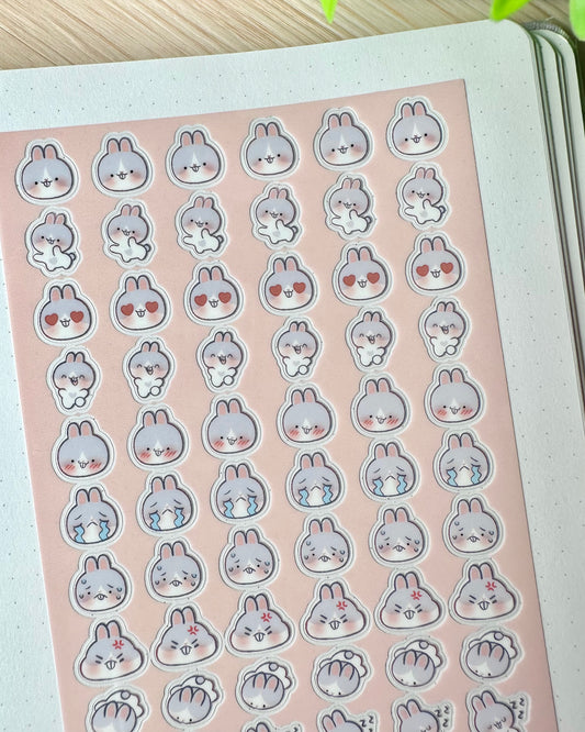 Bunny Pipin Clear vinyl Sticker sheet! - cute kawaii stickers