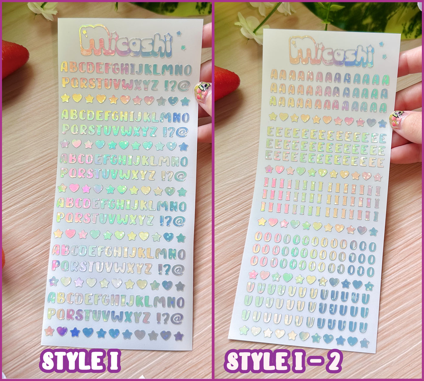Deco Holographic Stickers Sheet (16 Styles options)