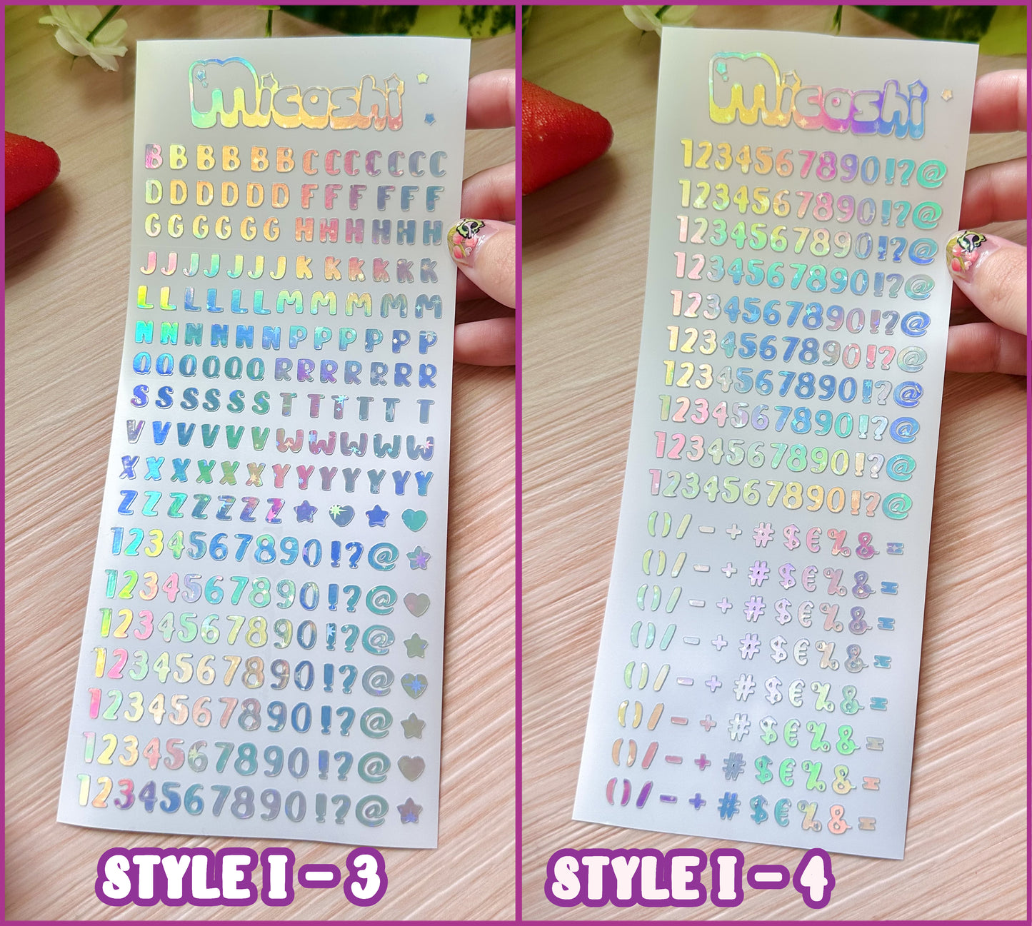 Deco Holographic Stickers Sheet (16 Styles options)