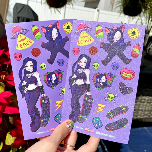 Goth Skatecore ! 👽 Micaela Sticker sheet!