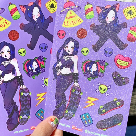 Goth Skatecore ! 👽 Micaela Sticker sheet!